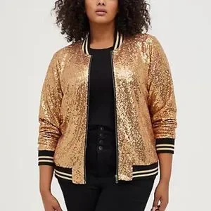 torrid Jackets Coats Nwt Torrid Gold Sequin Bomber Jacket X